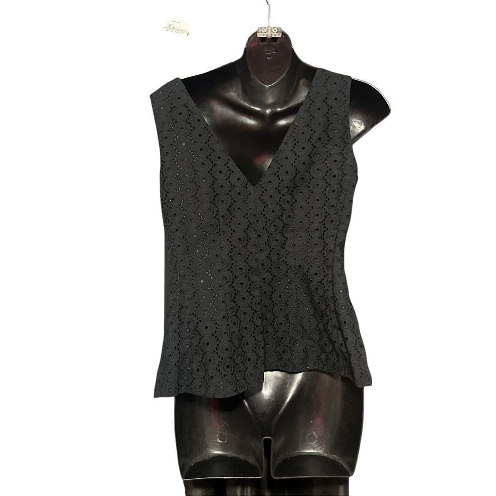 kate spade Black Eyelet Sleeveless Blouse (M fits small) - Picture 3 of 6
